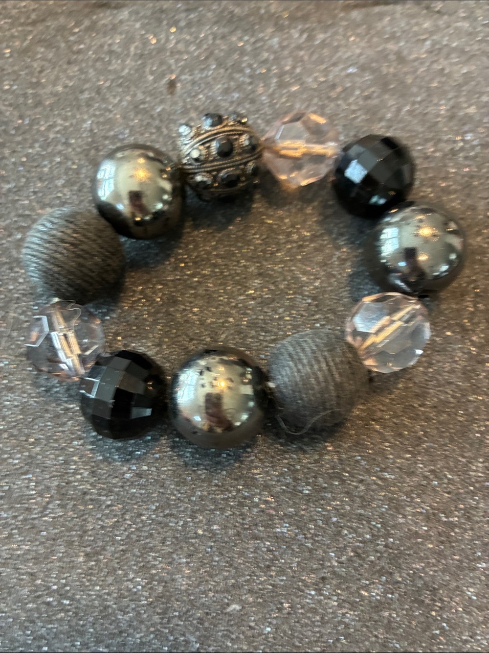 Express Black, Gray & Clear Bead Stretch Bracelet